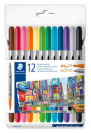 Etui 12 feutres double-pointe 3 mm et 0,5-0,8 mm - Staedtler