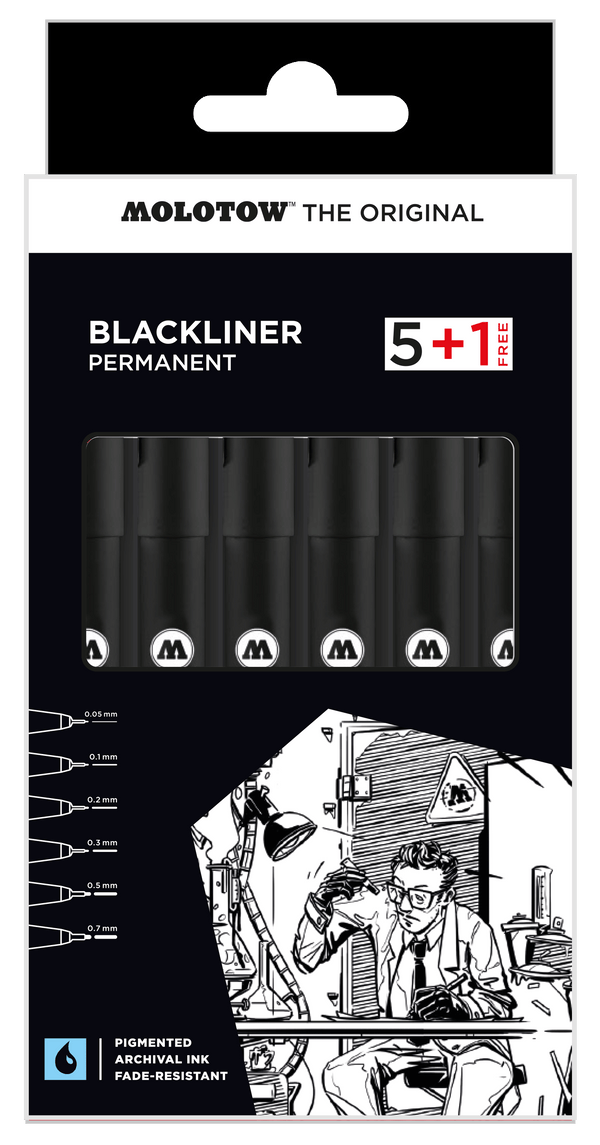 Pochette de 5 feutres noir Blackliner + 1 gratuit