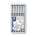 Feutres STAEDTLER - Pigment Liner - Etui chevalet 4+2 gratuits feutres noirs - Pointe calibrée 0,05, 0,1, 0,2, 0,3, 0,5, 0,8 - 308 SB6P