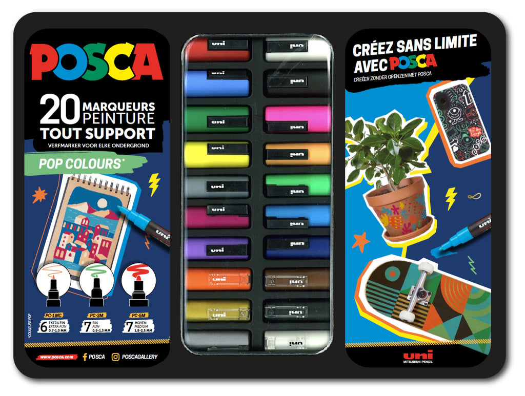 Mallette de marqueurs Posca - Pop Colors - 20 pièces - Les Marqueurs - Art  graphique