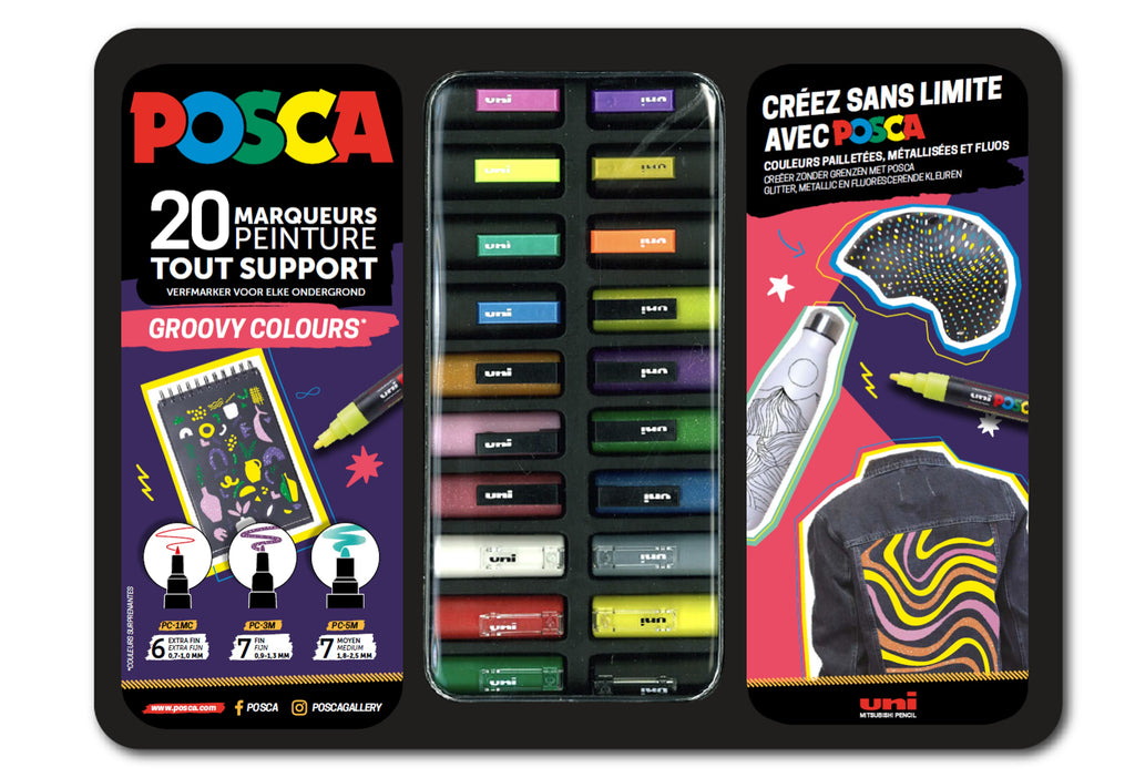Mallette de 20 marqueurs POSCA Groovy Colours