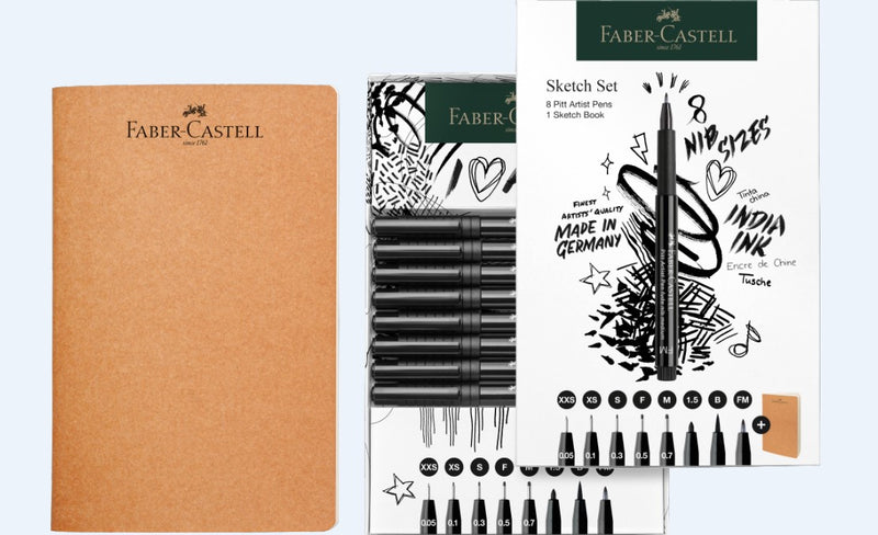 Set Sketch 8 feutres Pitt Artist Pens assortis + carnet de croquis