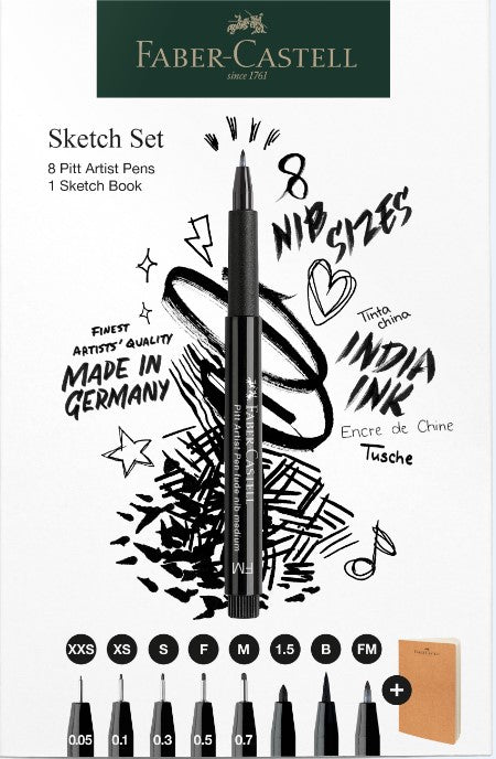 Set Sketch 8 feutres Pitt Artist Pens assortis + carnet de croquis