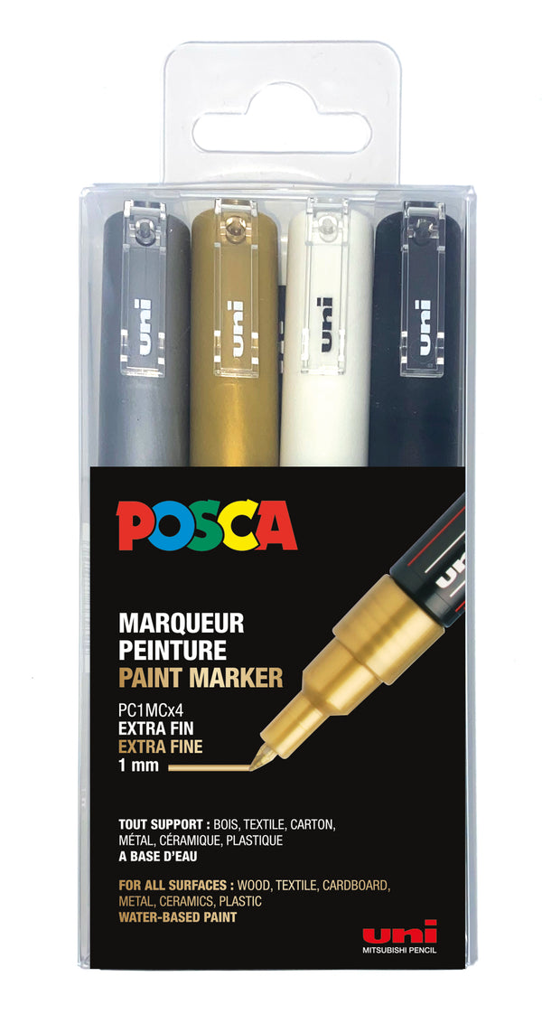 Pochette de 4 POSCA pointe Extra-fine fine PC-1MC