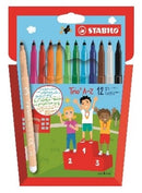 Pochette 12 feutres Trio A-Z pointe moyenne couleurs assorties