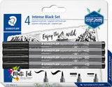 Set de 4 feutres Pigment Brush 371 noir intense