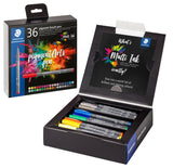 Pigment brush 371 - Etui carton 36 feutres pointe pinceau couleurs assorties - Encre Multi Ink intense