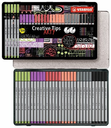 Boîte métal de 30 feutres Creative Tips Arty couleurs pastels