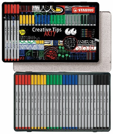 Boîte métal de 30 feutres Creative Tips Arty couleurs classiques