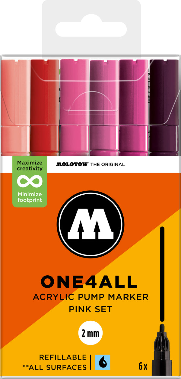 Set de 6 marqueurs Molotow 127HS assortiment rose