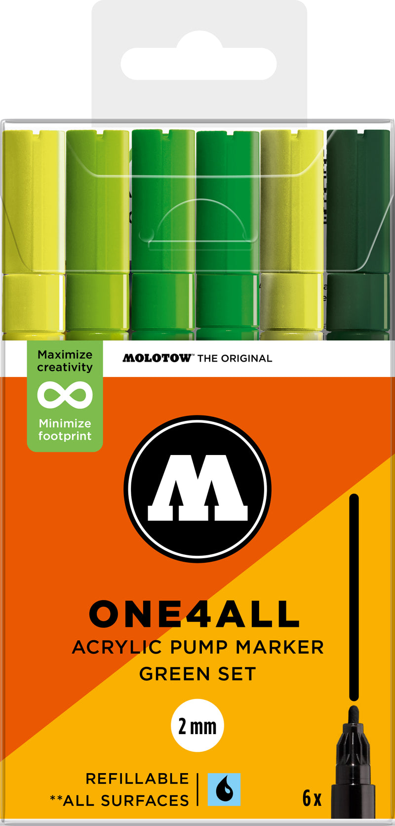 Set de 6 marqueurs Molotow 127HS assortiment vert