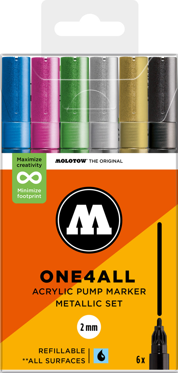 Set de 6 marqueurs Molotow 127HS assortiment métallique