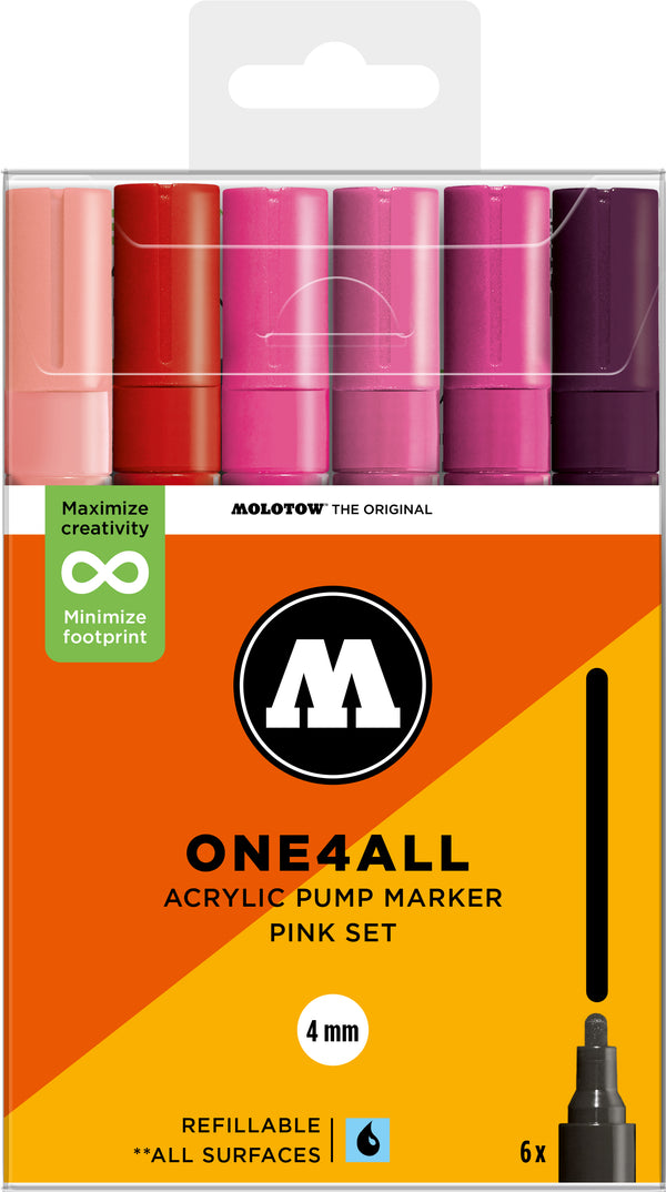 Set de 6 marqueurs Molotow 227HS assortiment rose