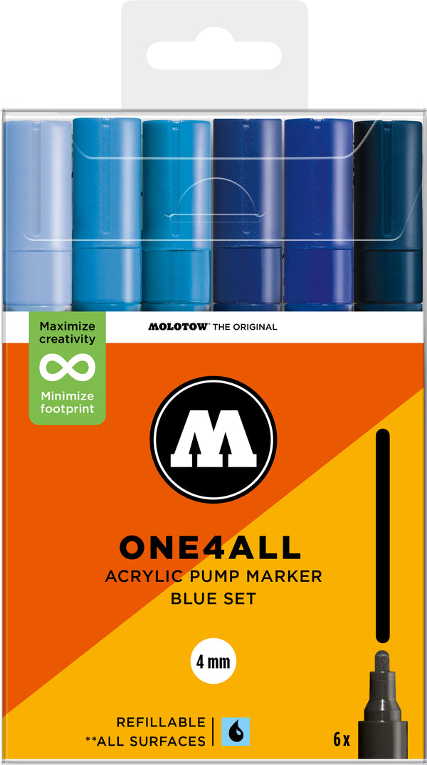 Set de 6 marqueurs Molotow 227HS assortiment bleu