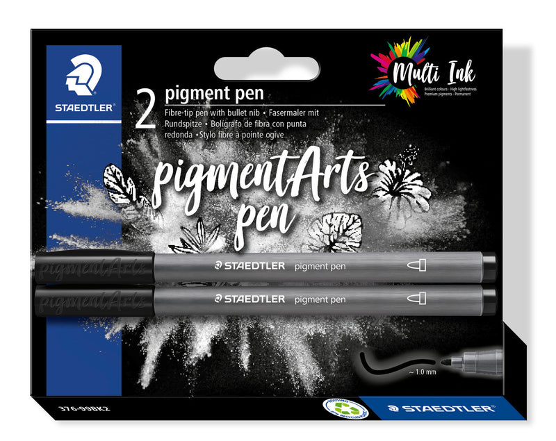 Set de 2 stylos pigmentaires 376 noir intense à pointe ronde 1 mm