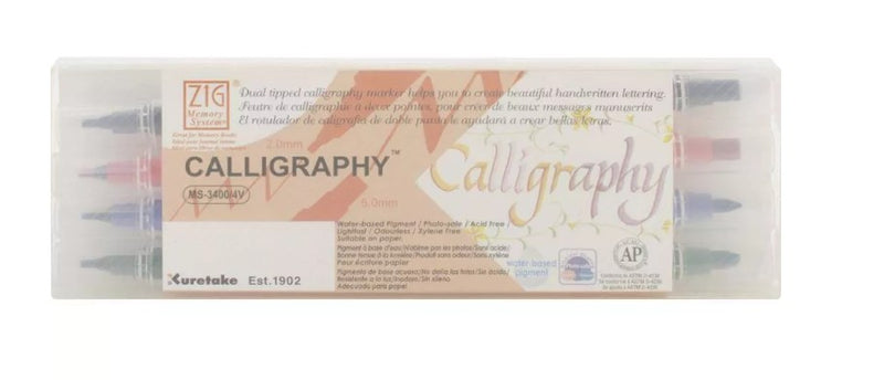Set de 4 feutres calligraphie double pointe