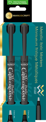 Blister 2 Feutres métalliques Or & Argent  calligraphie 2,5 mm