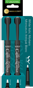 Blister 2 Feutres Blancs calligraphie 2,5 mm