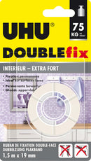 Ruban double fix adhésif transparent 1,5m x 19mm pour l'intérieur