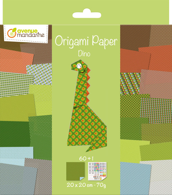 Papier origami 20x20cm Thème dinosaure
