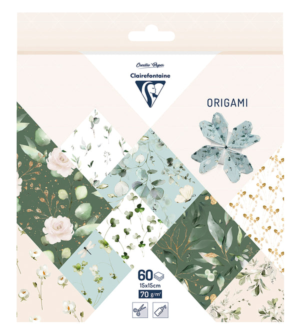 Papiers origami assortis "collection Romantique" - 60 feuilles format 15 x 15
