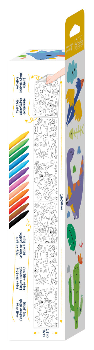 Kit de rouleau de couleur Haku Yoka "Monde des Dinos"+ accessoires 30 x 300 cm