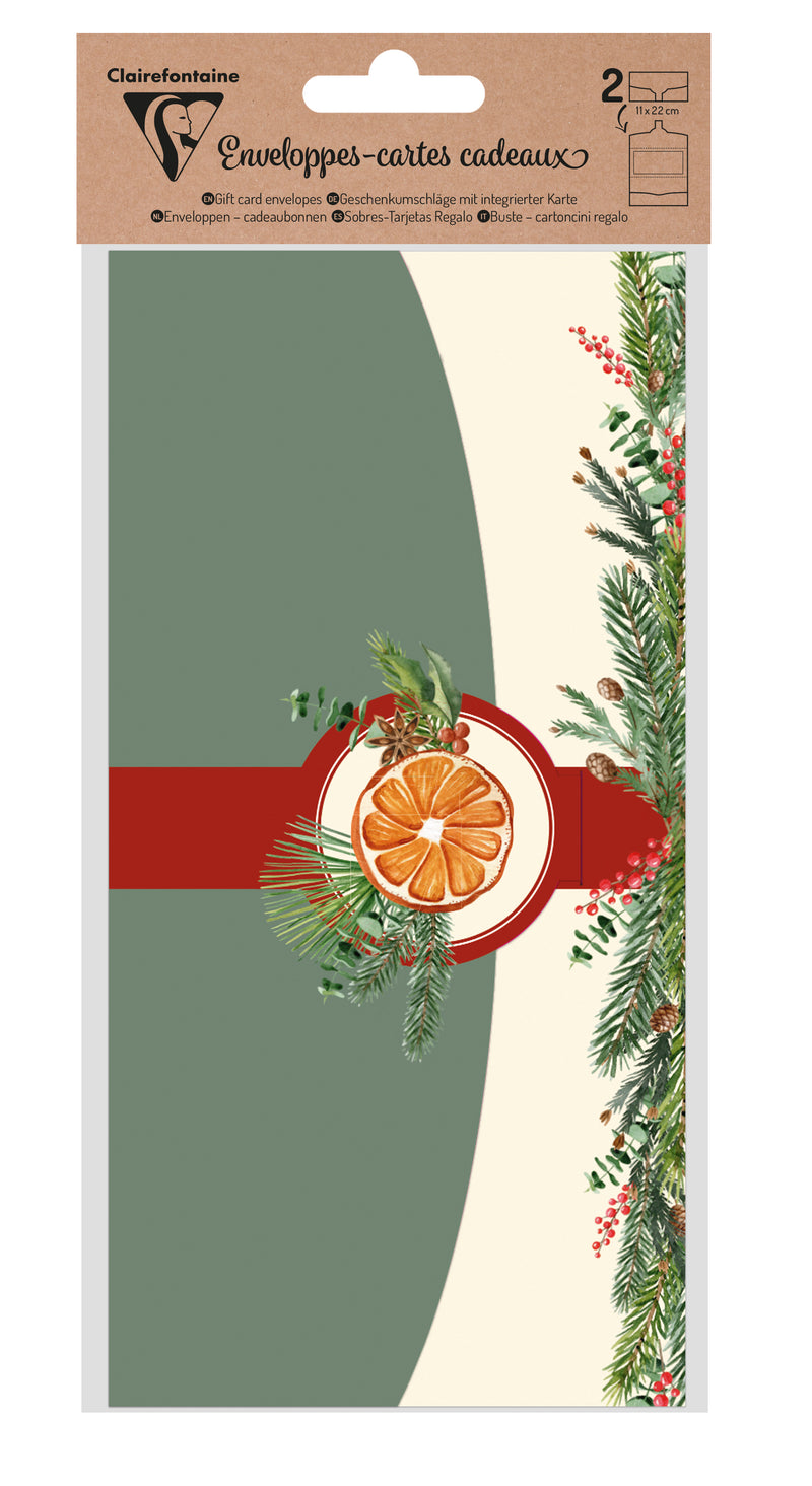 Set de 2 Enveloppes et cartes de Noël