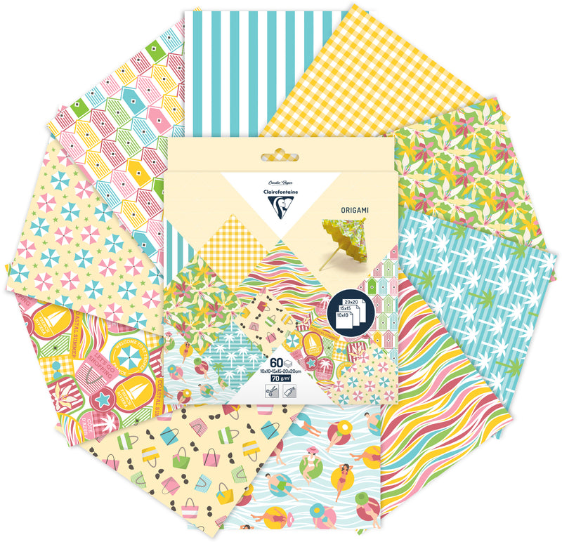 Pochettes papiers origami 3 formats 60 feuilles Collection French Riviera