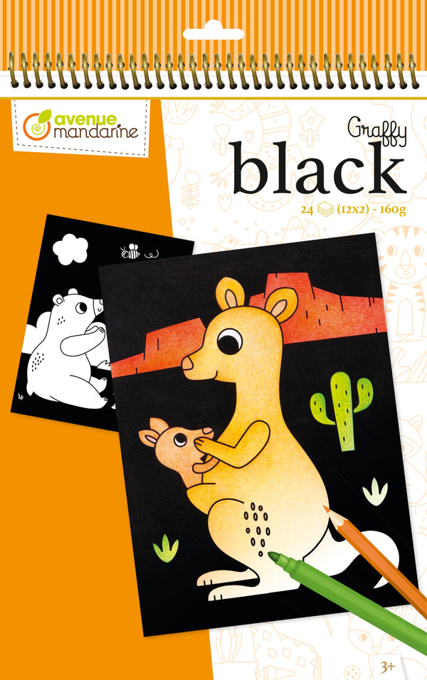 Album Graffy black animaux du monde - 24 feuilles - 160gr