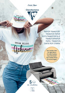 Pochette 5 feuilles papier transfert textile A4