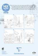 Bloc de coloriage multi-techniques de 20 feuilles A4 250g, Les villes