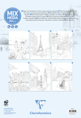 Bloc de coloriage multi-techniques de 20 feuilles A4 250g, Les villes