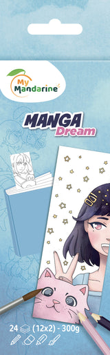 Marque-page Manga Dream à colorier x 24 - 300gr/m² - Clairefontaine