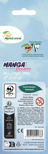 Marque-page Manga Dream à colorier x 24 - 300gr/m² - Clairefontaine