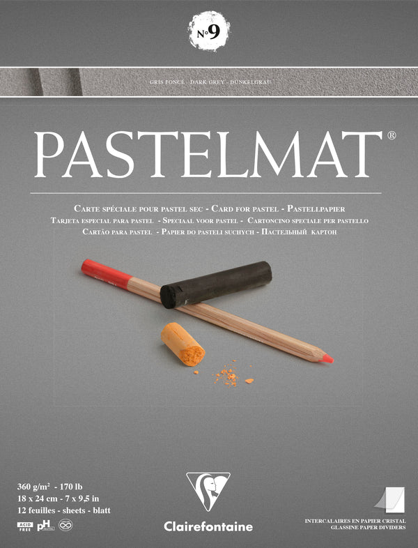Bloc Pastelmat n°9 -12 feuilles 360 gr - 3 formats - Monochrome gris foncé