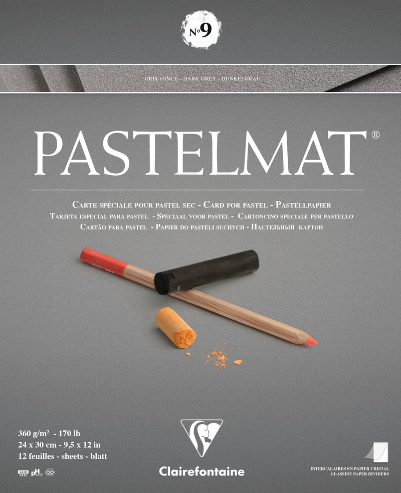 Bloc Pastelmat n°9 -12 feuilles 360 gr - 3 formats - Monochrome gris foncé