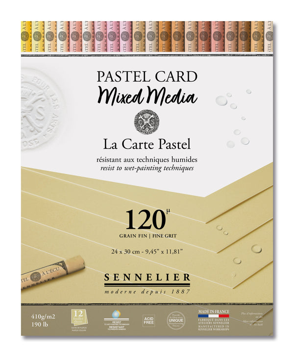 Bloc pastel card Mixed media - 12 feuilles - 410g/m² - Grain fin - 3 couleurs