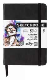 Sketchbook A6 80 feuilles papier blanc, 140 g/m², 9 couleurs de couverture -