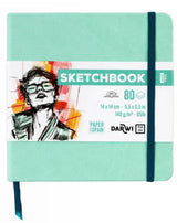 Sketchbook 14 x 14 80 feuilles papier blanc, 140 g/m², 9 couleurs de couverture - Darwi