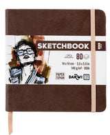 Sketchbook 14 x 14 80 feuilles papier blanc, 140 g/m², 9 couleurs de couverture - Darwi