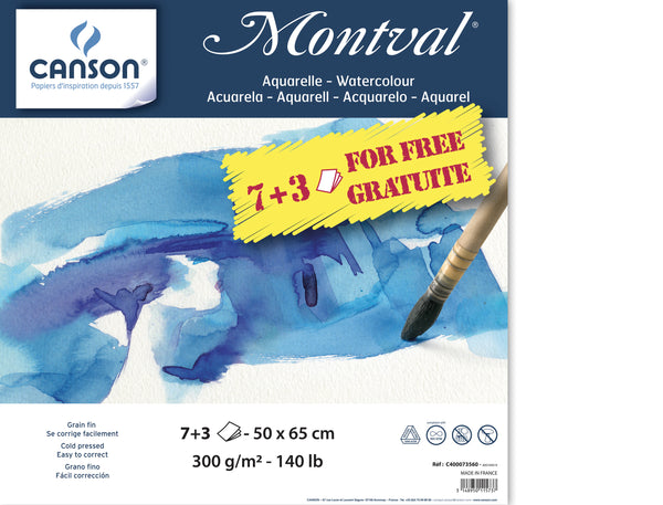 Papier aquarelle Montval 50x65cm 300g/m²