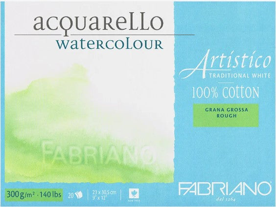 Bloc papier Artistico blanc traditionnel 23x30,5 cm - 20 feuilles - 300g/m² - Grain torchon