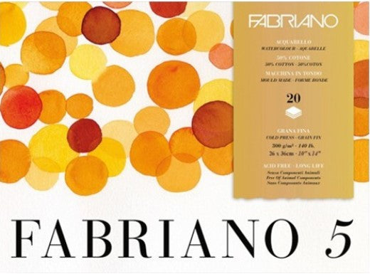 Bloc Fabriano 5 - 300gr - 20 feuilles - Grain fin - 4 formats