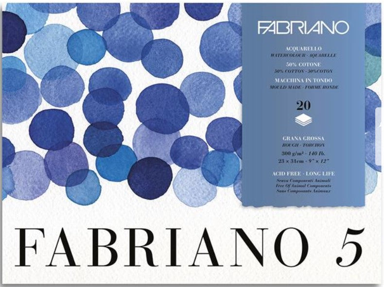 Bloc Fabriano 5 - 300gr - 20 feuilles - Grain torchon - 4 formats