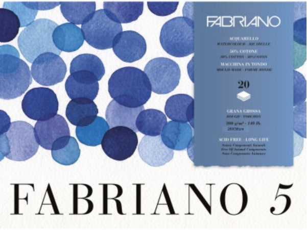 Bloc Fabriano 5 - 300gr - 20 feuilles - Grain torchon - 4 formats