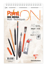 Bloc spiralé PaintON blanc A5+ - 20 feuilles - 250g/m² - Clairefontaine