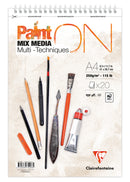 Bloc spiralé PaintON blanc A4+ - 20 feuilles - 250g/m² - Clairefontaine