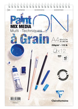 Bloc spiralé PaintON A Grain A4+ - 12 feuilles - 250g/m² - Clairefontaine