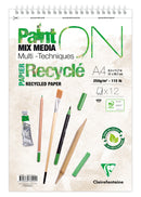 Bloc spiralé PaintON recyclé A4+ - 12 feuilles - 250g/m² - Clairefontaine