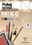 Bloc PaintON MIX6 - 24 feuilles assorties 6x4F A6 250g - Clairefontaine